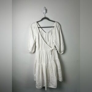 Love, Whit Wrap White Cotton Gauze Dress